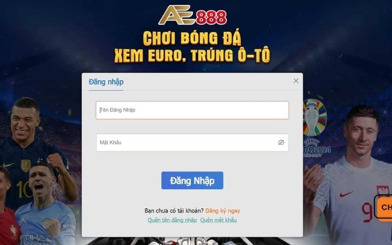 Điền thông tin đăng nhập AE888 theo biểu mẫu
