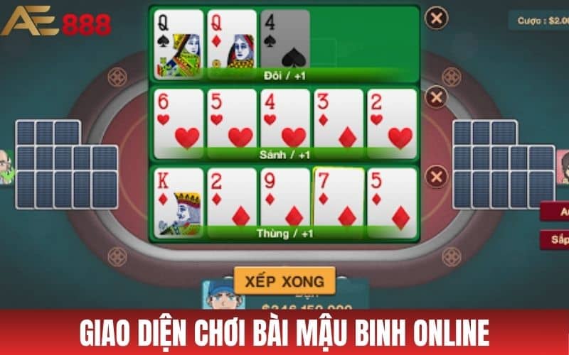 Giao diện chơi game bài mậu binh online tại AE888