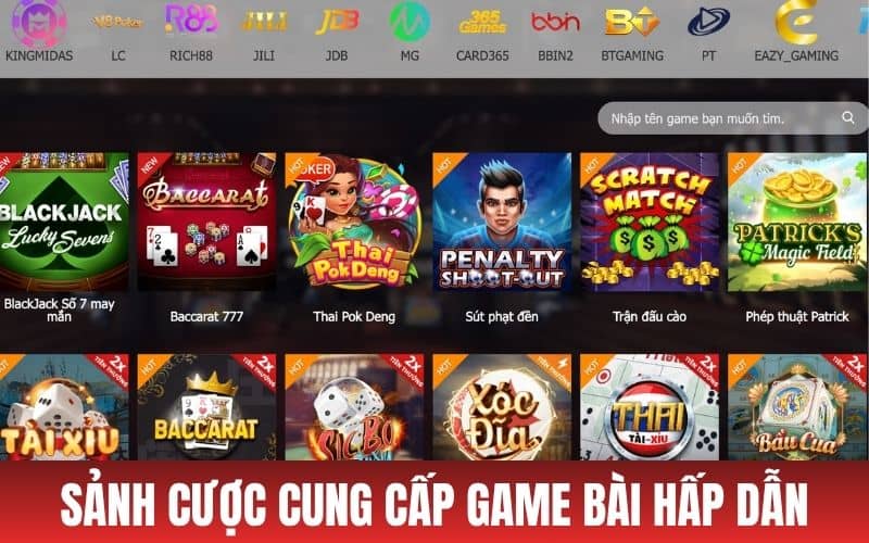 Những sảnh cung cấp các tựa game bài tại AE888