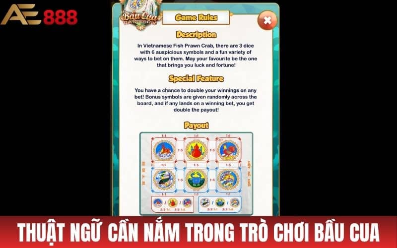 Những thuật ngữ trong trò chơi bầu cua online